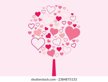 A heart tree made of hearts gathered together