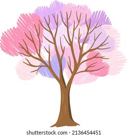 Heart tree in pastel colours illustration
