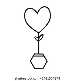Heart tree in pot icon vector on white background