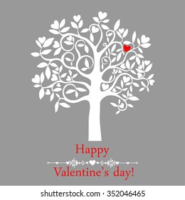 Heart Tree. Valentine's Day Background. Vector Illustration