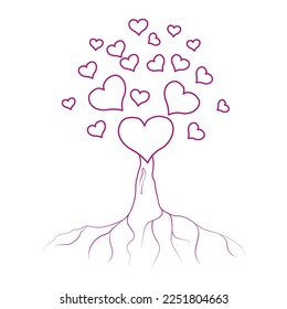 heart tree vector illustration line
