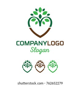 Heart And Tree Vector Logo Template