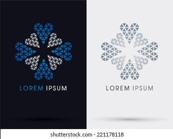 Heart triangle, diamond shape abstract logo, symbol, icon, graphic, vector.