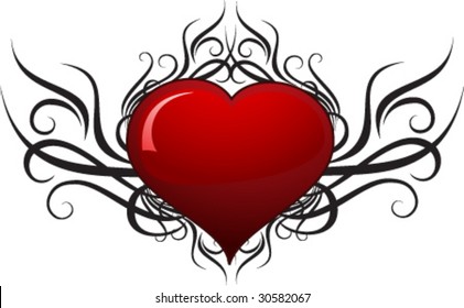  Heart in tribal art style