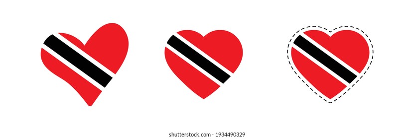 heart Trinidad  flag. Simple vector Trinidad  flag