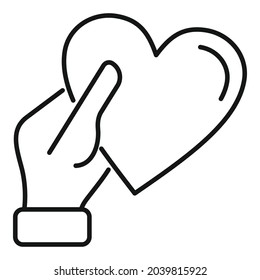 Heart trust icon outline vector. Love hand. Friend trust
