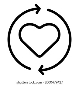 Heart trust relationship icon. Outline Heart trust relationship vector icon for web design isolated on white background