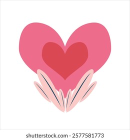 Heart with tulips. Vector illustration in flat style. Valentine's Day. Heart with wings on a white background. Vector illustration in flat style.