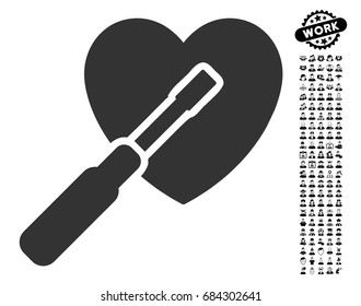 Heart Tuning icon with black bonus job pictures. Heart Tuning vector illustration style is a flat gray iconic element for web design, app user interfaces.