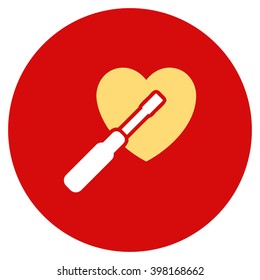 Heart Tuning vector icon. Image style is a flat light icon symbol on a round red button
