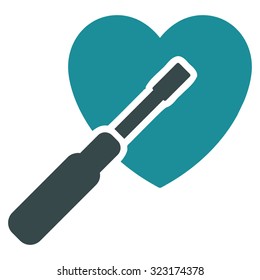 Heart Tuning vector icon. Style is bicolor flat symbol, soft blue colors, rounded angles, white background.