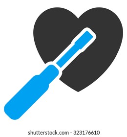 Heart Tuning vector icon. Style is bicolor flat symbol, blue and gray colors, rounded angles, white background.