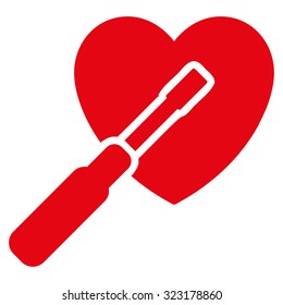 Heart Tuning vector icon. Style is flat symbol, red color, rounded angles, white background.