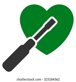 Heart Tuning vector icon. Style is bicolor flat symbol, green and gray colors, rounded angles, white background.