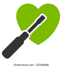 Heart Tuning vector icon. Style is bicolor flat symbol, eco green and gray colors, rounded angles, white background.