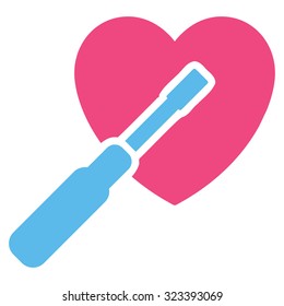 Heart Tuning vector icon. Style is bicolor flat symbol, pink and blue colors, rounded angles, white background.