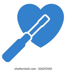 Heart Tuning vector icon. Style is flat symbol, cobalt color, rounded angles, white background.