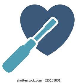 Heart Tuning vector icon. Style is bicolor flat symbol, cyan and blue colors, rounded angles, white background.