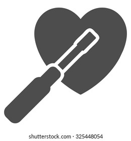 Heart Tuning vector icon. Style is flat symbol, gray color, rounded angles, white background.