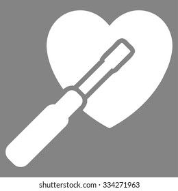 Heart Tuning vector icon. Style is flat symbol, white color, rounded angles, gray background.