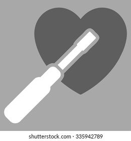 Heart Tuning vector icon. Style is bicolor flat symbol, dark gray and white colors, rounded angles, silver background.