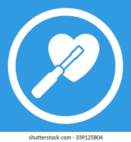 Heart Tuning vector icon. Style is flat rounded symbol, white color, rounded angles, blue background.