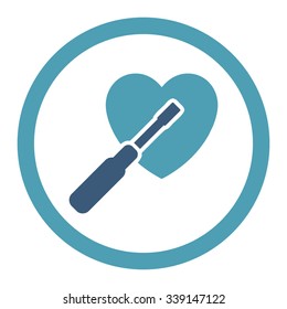 Heart Tuning vector icon. Style is bicolor flat rounded symbol, cyan and blue colors, rounded angles, white background.