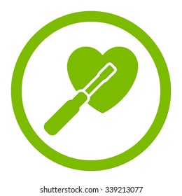 Heart Tuning vector icon. Style is flat rounded symbol, eco green color, rounded angles, white background.