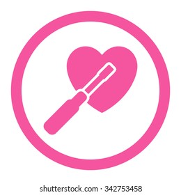 Heart Tuning vector icon. Style is flat rounded symbol, pink color, rounded angles, white background.
