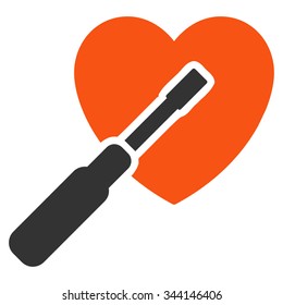 Heart Tuning vector icon. Style is bicolor flat symbol, orange and gray colors, rounded angles, white background.