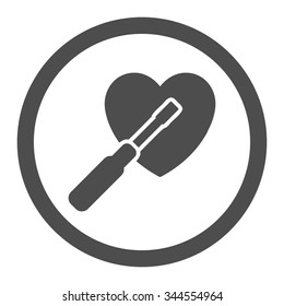 Heart Tuning vector icon. Style is flat rounded symbol, gray color, rounded angles, white background.