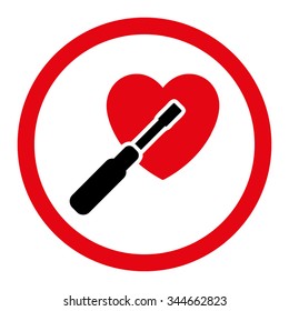 Heart Tuning vector icon. Style is bicolor flat rounded symbol, intensive red and black colors, rounded angles, white background.