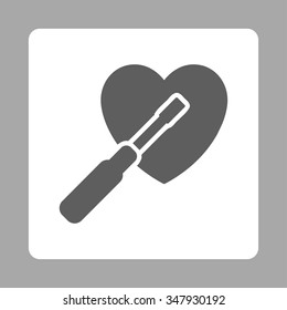 Heart Tuning vector icon. Style is flat rounded square button, dark gray and white colors, silver background.