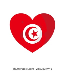  heart of tunisia. flag of tunisia shaped as a heart – vector illustration