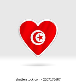 Heart from Tunisia flag. Silver button heart and flag template. Easy editing and vector in groups. National flag vector illustration on white background.