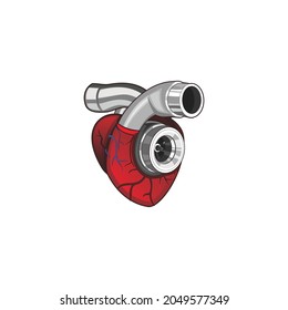 heart turbo red  automotive logo