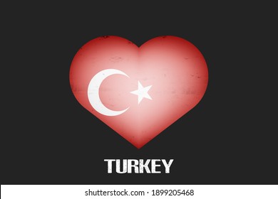 Heart with turkish national flag colors. Flag of Turkey in the form of a heart made on an isolated background. Design pattern for greeting card on an Valentines day. Vector illustration