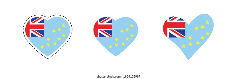 heart Tuvalu flag. Simple vector Tuvalu flag