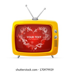 Heart and tv Valentine's day card vector background