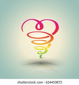 Heart twist hand draw. Vector illustration.