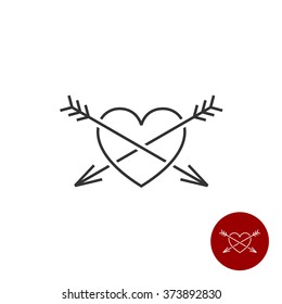Heart with two arrows black outline style logo