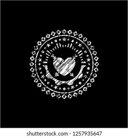 heart with two arrows icon with chalkboard texture