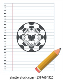 heart with two arrows icon emblem draw with pencil effect. Vector Illustration. Detailed.