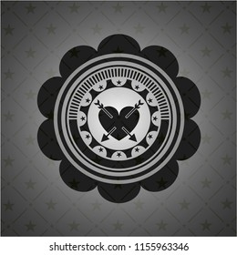 heart with two arrows icon inside black emblem