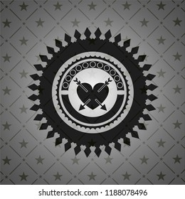 heart with two arrows icon inside retro style black emblem