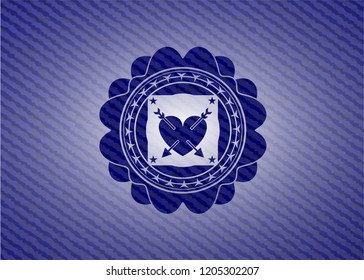 heart with two arrows icon inside jean background