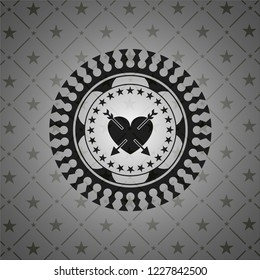 heart with two arrows icon inside dark badge or emblem
