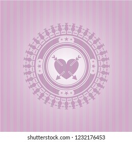 heart with two arrows icon inside retro style pink emblem