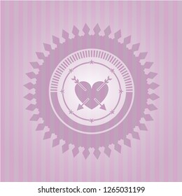 heart with two arrows icon inside badge with pink background