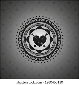 heart with two arrows icon inside dark badge or emblem